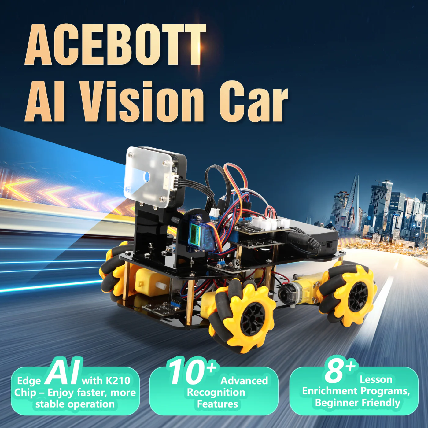 ACEBOTT QD003 STEAM AI Vision Expansion Kit for QD001 Smart Car Kit - Image 5